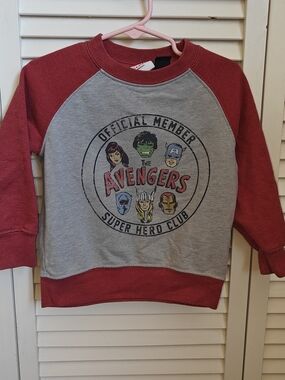 Marvel Red and Gray Avengers Sweatshirt Hero Club Toddler Size 2T